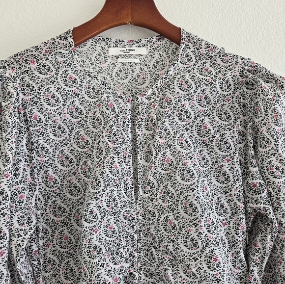 Étoile Isabel Marant Marili Paisley Ruched Blouson-Sleeve Dress Size 36 or US 4 - Picture 7 of 16